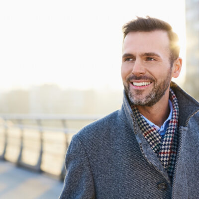 Man on a bridge.